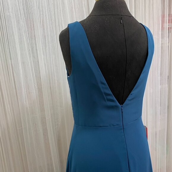 JJ's House Ink A-line V-Neck Floor-Length Chiffon Bridesmaid Dress Size 10 - Picture 7 of 16